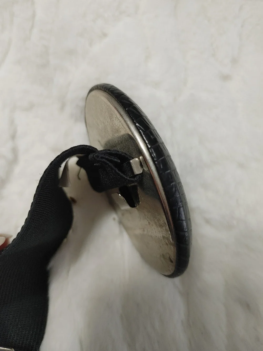 Vintage 80s Black Elastic Waist Belt with Oval Buckle - Women Accessories